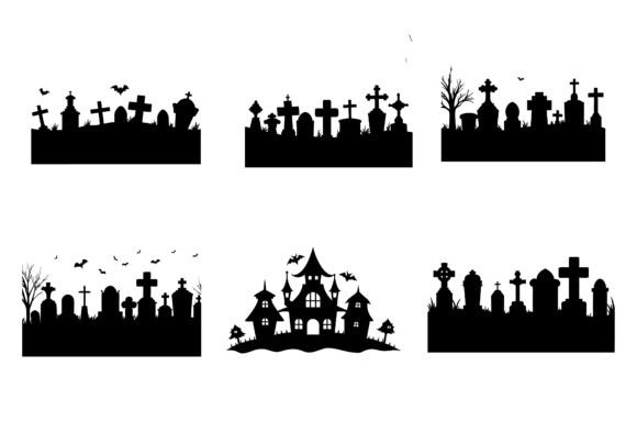 Halloween Cemetery Vector Illustration for Graphics and Crafts