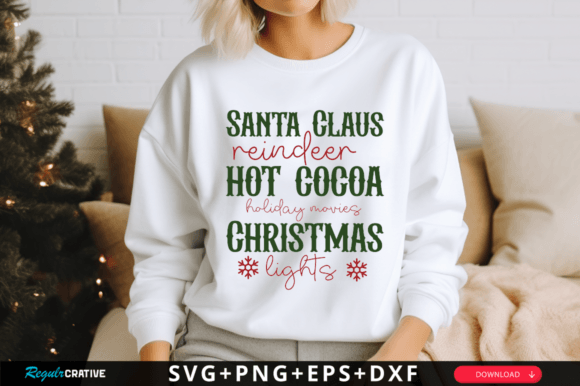 Santa Claus Reindeer Hot Cocoa Holiday Graphics for Crafts